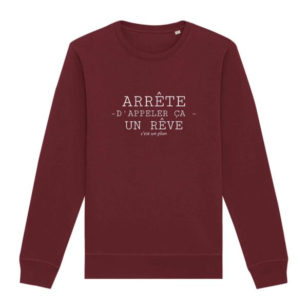 Arrête d'appeler ça un rêve c'est un plan - Sweat Premium Bio, unisexe